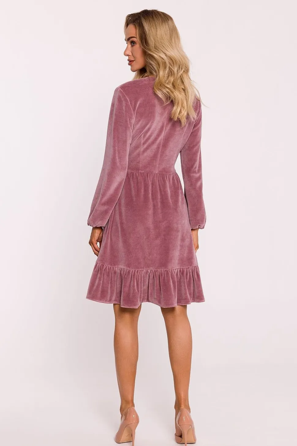 Robe de cocktail veloutée à manches longues