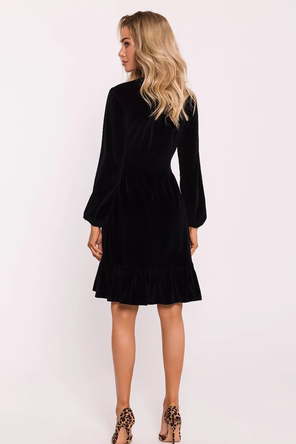 Robe de cocktail veloutée à manches longues