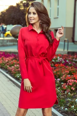 Robe de coktail rouge manche longue