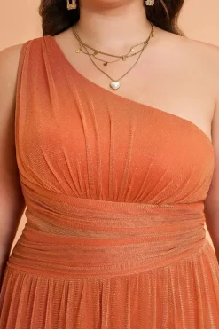 Robe de demoiselle d'honneur grande taille une épaule fendue