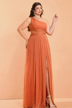 Robe de demoiselle d'honneur grande taille une épaule fendue