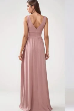 Robe de demoiselle d'honneur rose sans manches