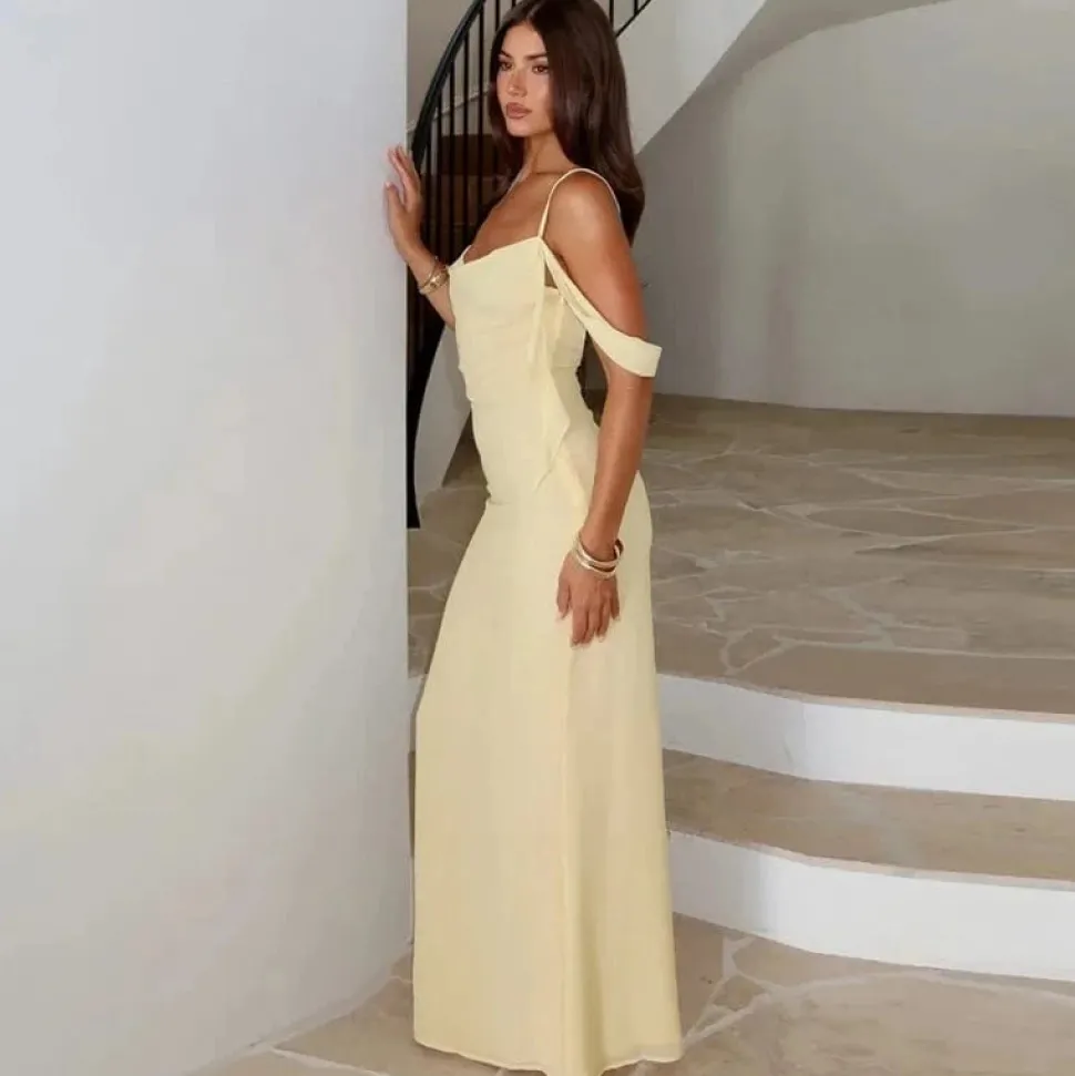 Robe de gala longue dos nu bretelles fines