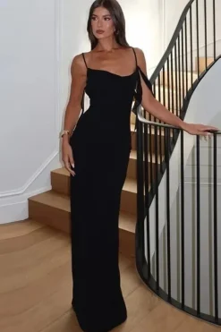 Robe de gala longue dos nu bretelles fines