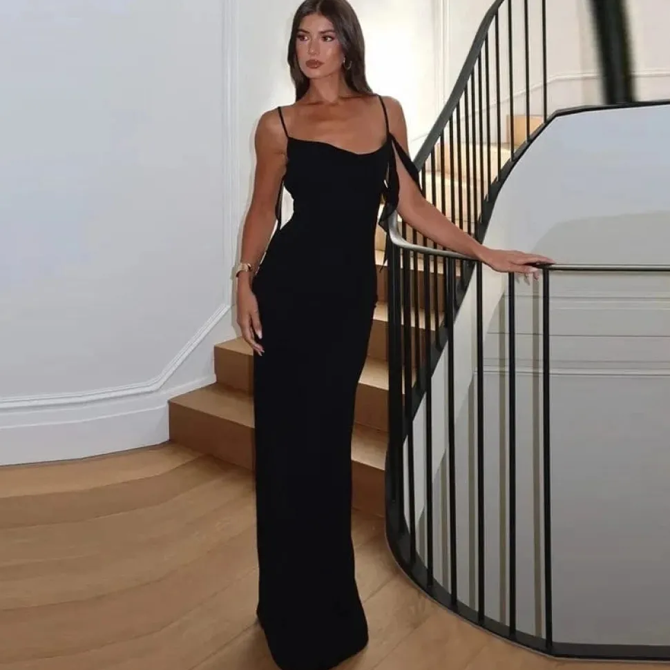 Robe de gala longue dos nu bretelles fines