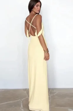 Robe de gala longue dos nu bretelles fines