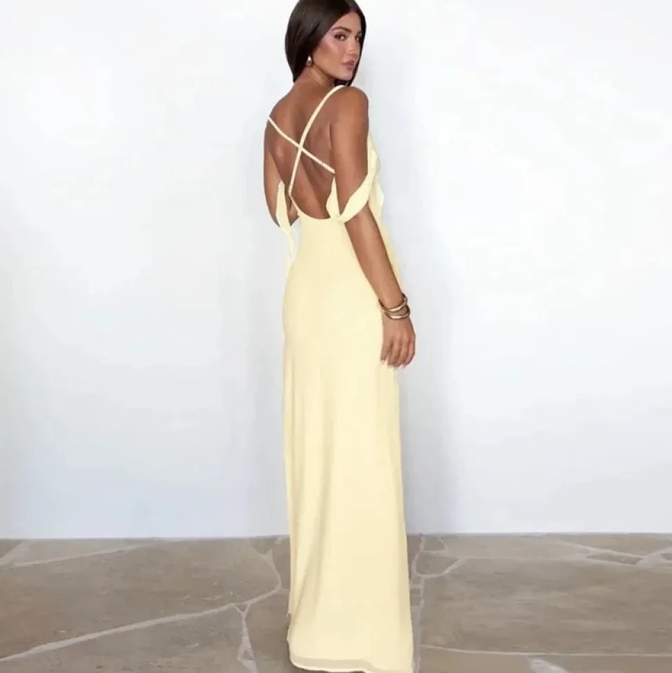 Robe de gala longue dos nu bretelles fines
