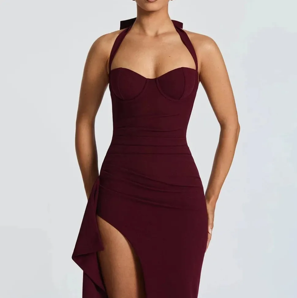 Robe de gala longue fendue dos nu