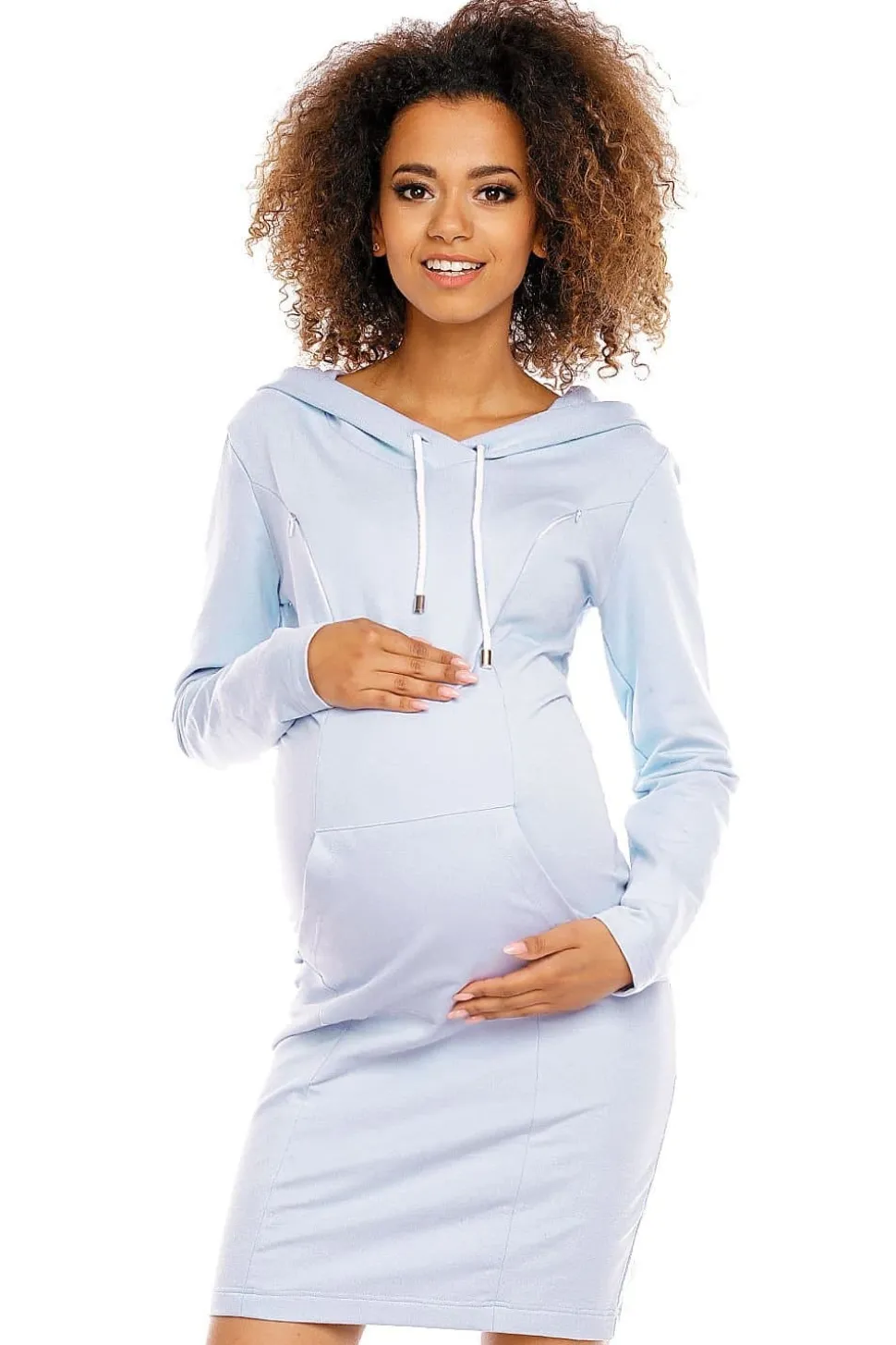 Robe de grossesse bleue manche longue