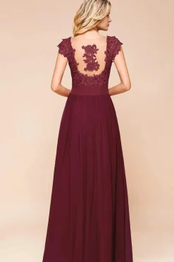Robe demoiselle d'honneur avec appliqués en dentelle