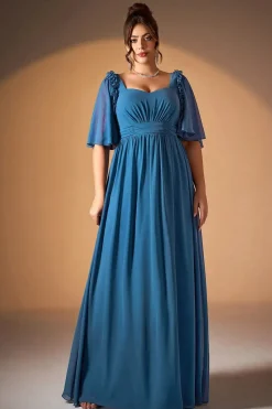 Robe demoiselle d'honneur bleue grande taille