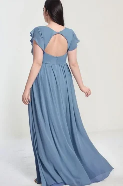 Robe demoiselle d'honneur bleue à volants grande taille