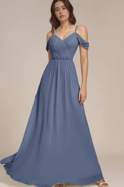 Robe demoiselle d'honneur bleue dos nu