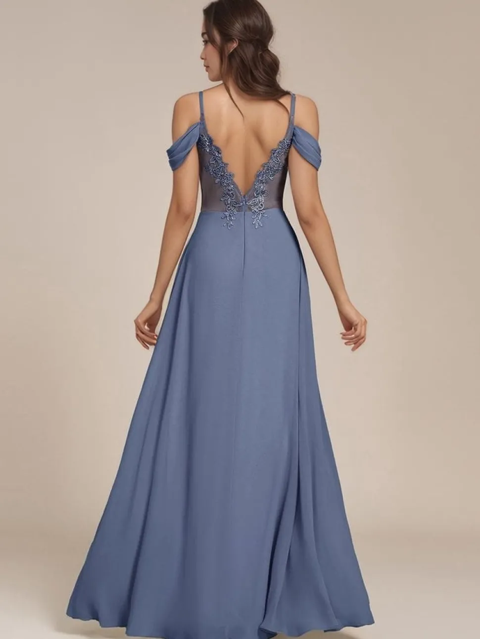 Robe demoiselle d'honneur bleue dos nu
