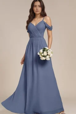 Robe demoiselle d'honneur bleue dos nu