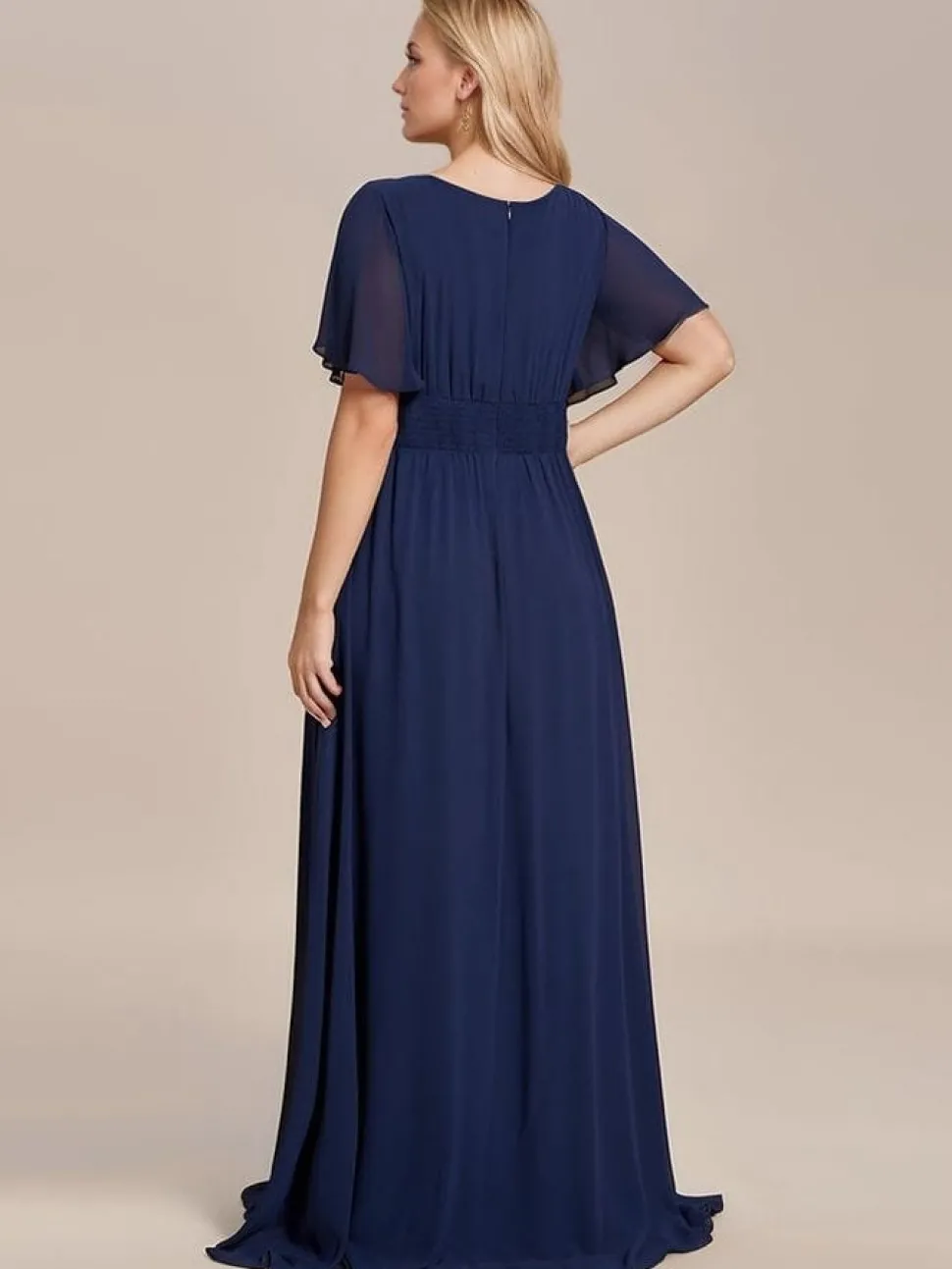 Robe demoiselle d'honneur bleu marine drappée longue