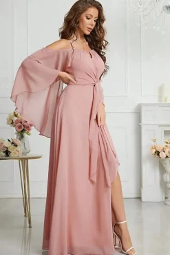 Robe demoiselle d'honneur bohème rose poudré