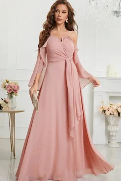 Robe demoiselle d'honneur bohème rose poudré