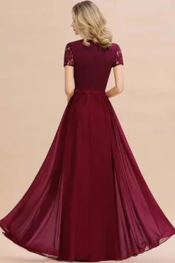 Robe demoiselle d'honneur chic manches courtes