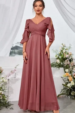 Robe demoiselle d'honneur col en V