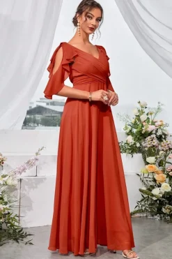Robe demoiselle d'honneur col en V
