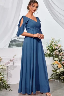 Robe demoiselle d'honneur col en V