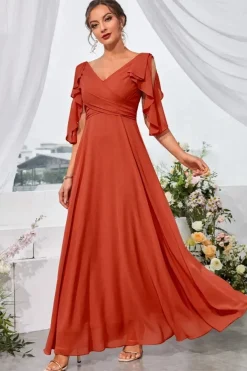 Robe demoiselle d'honneur col en V