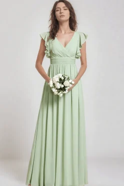 Robe demoiselle d'honneur fluide verte sauge