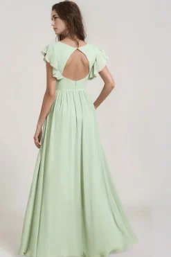 Robe demoiselle d'honneur fluide verte sauge