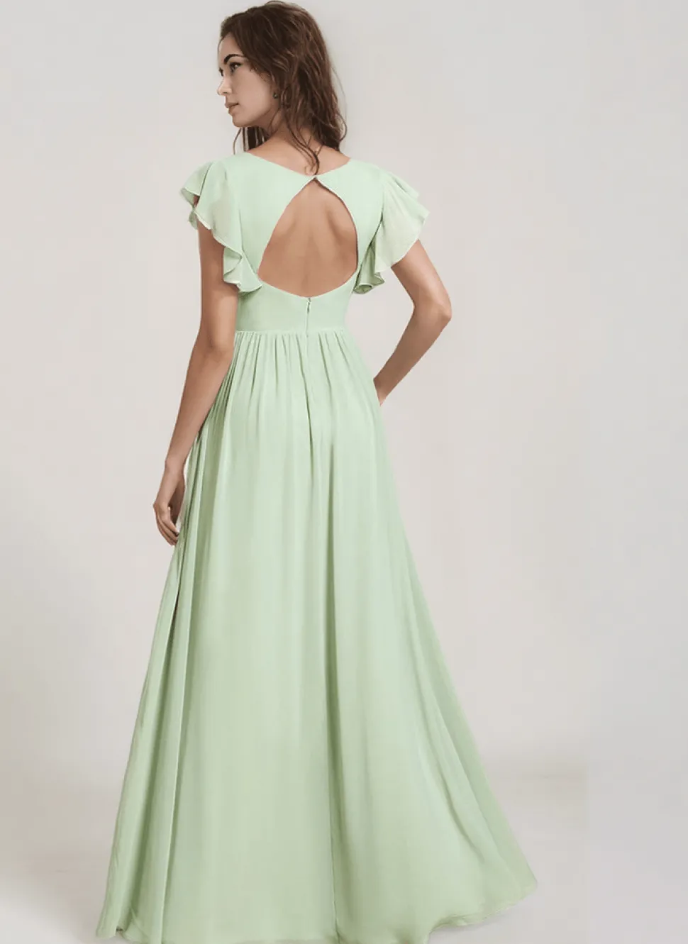 Robe demoiselle d'honneur fluide verte sauge