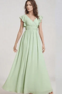 Robe demoiselle d'honneur fluide verte sauge