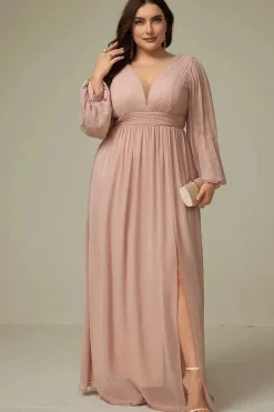 Robe demoiselle d'honneur grande taille manches longues