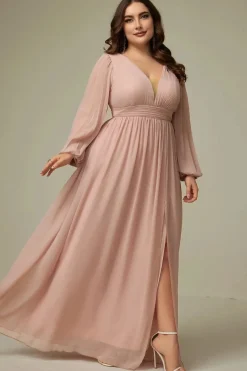Robe demoiselle d'honneur grande taille manches longues
