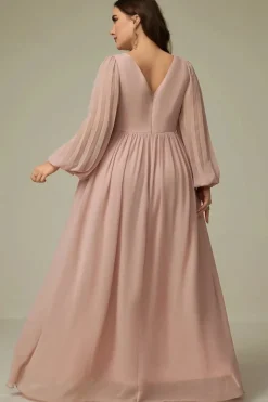 Robe demoiselle d'honneur grande taille manches longues