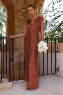 Robe demoiselle d'honneur longue terracotta