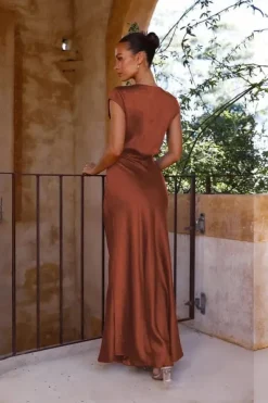 Robe demoiselle d'honneur longue terracotta