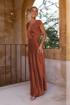 Robe demoiselle d'honneur longue terracotta