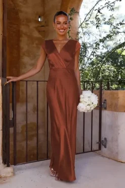 Robe demoiselle d'honneur longue terracotta