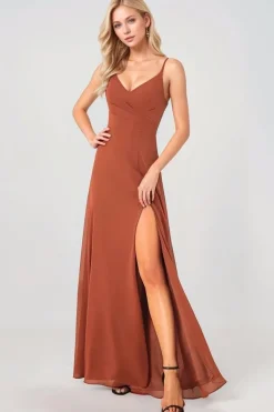Robe demoiselle d'honneur longue terracotta