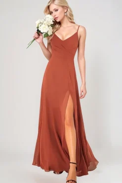 Robe demoiselle d'honneur longue terracotta