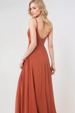 Robe demoiselle d'honneur longue terracotta