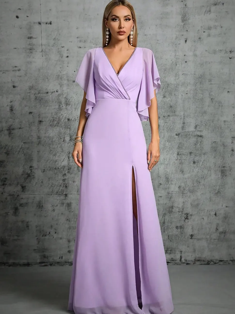 Robe demoiselle d'honneur longue lilas