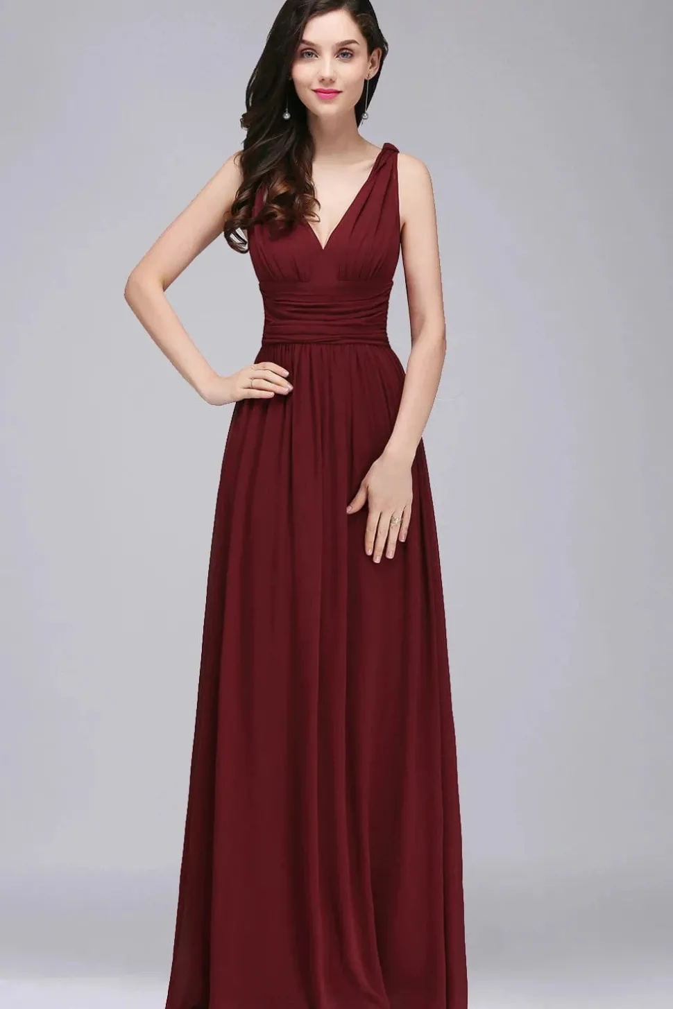 Robe demoiselle d'honneur longue sans manches