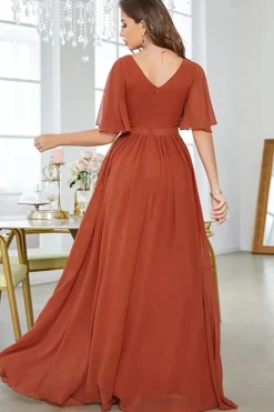 Robe demoiselle d'honneur longue terracotta
