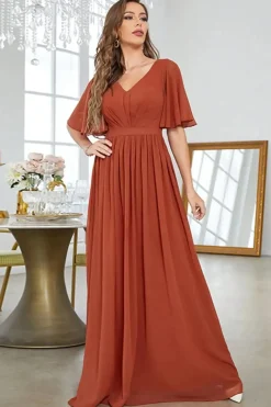 Robe demoiselle d'honneur longue terracotta
