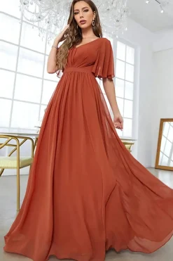 Robe demoiselle d'honneur longue terracotta