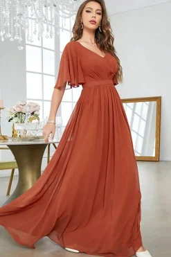 Robe demoiselle d'honneur longue terracotta