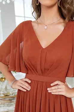 Robe demoiselle d'honneur longue terracotta