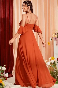 Robe demoiselle d'honneur longue terracotta