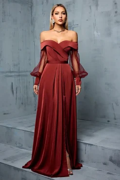 Robe demoiselle d'honneur longue bustier terracotta